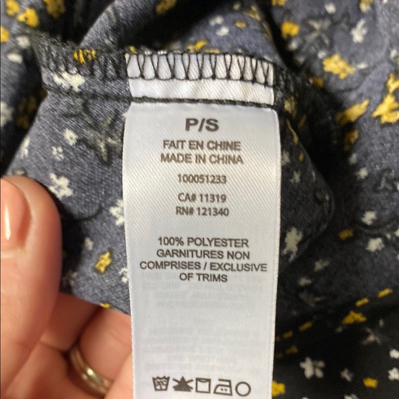 DYNAMITE Black and Yellow Floral Wrap Sundress with Bishop Sleeves - Picture 9 of 9